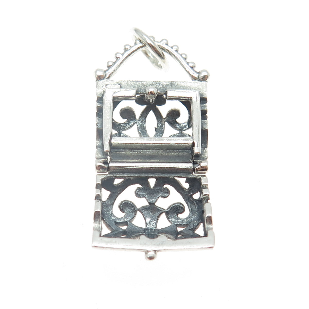 925 Sterling Silver Vintage Lady's Bag Ornate Locket Pendant