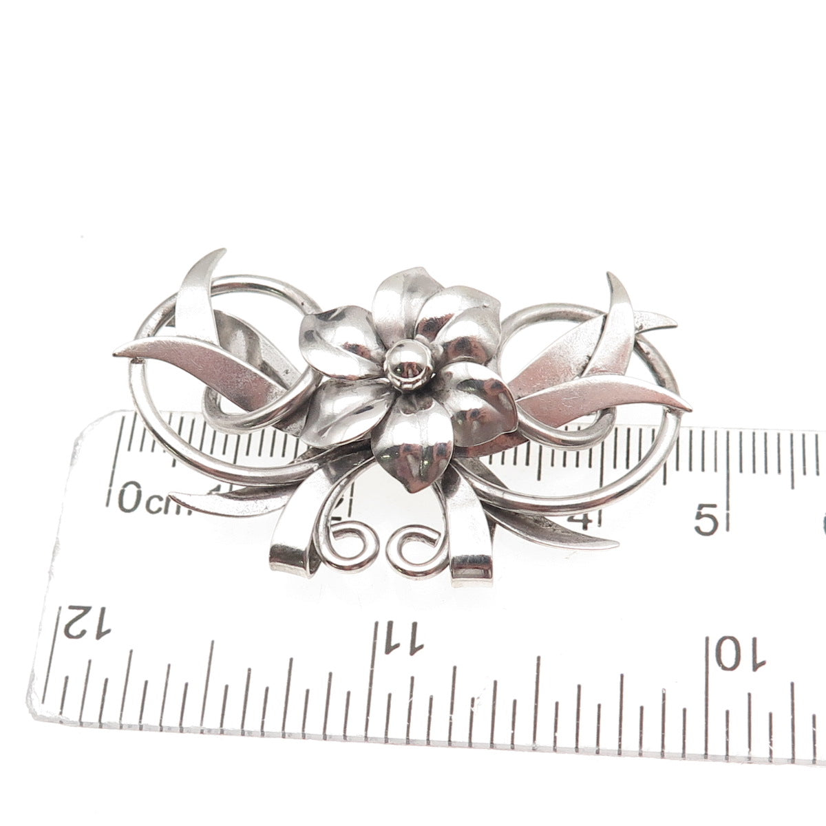 Harry S Bick 925 Sterling Silver Vintage Floral Oxidized Pin Brooch