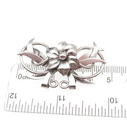 Harry S Bick 925 Sterling Silver Vintage Floral Oxidized Pin Brooch