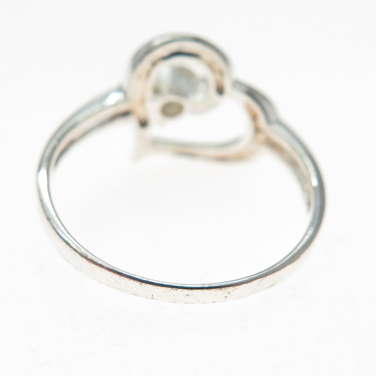925 Sterling Silver Vintage Round-Cut C Z Heart Ring Size 8