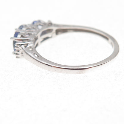 Chuck Clemency 925 Sterling Silver Real Diamond & Iolite Ring Size 8.25