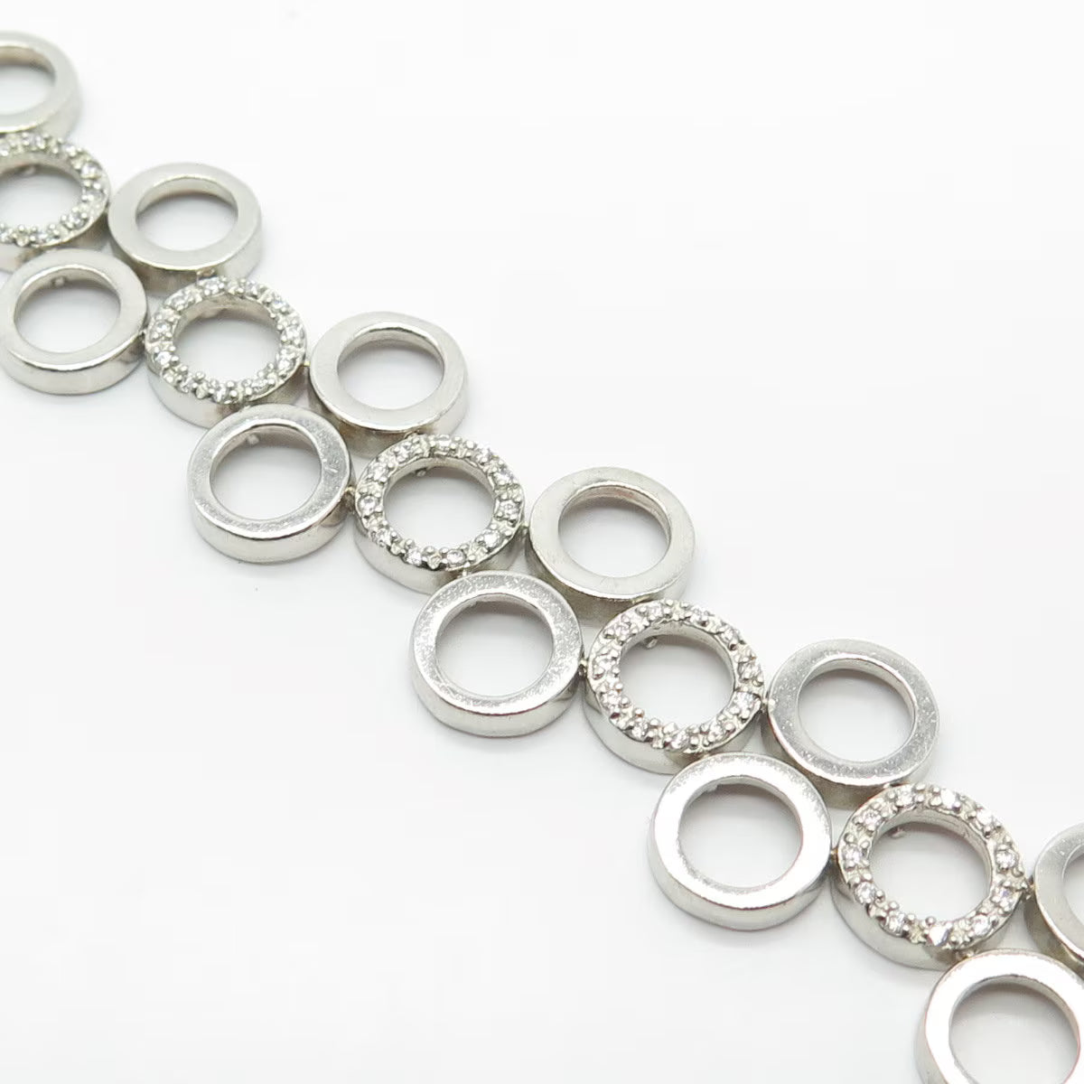 925 Sterling Silver Seta C Z Bubbles Link Bracelet 7.25"