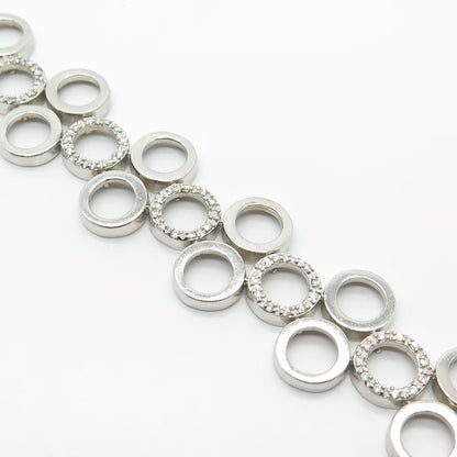 925 Sterling Silver Seta C Z Bubbles Link Bracelet 7.25"