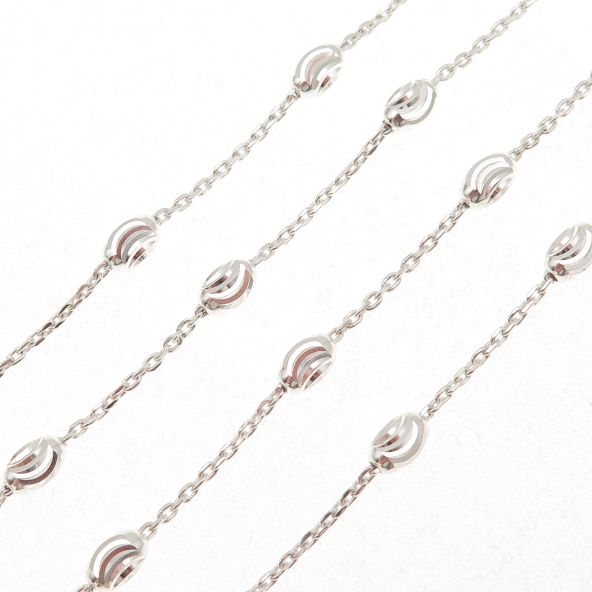 925 Sterling Silver Italy Diamond-Cut Beads Station Cable Chain Necklace 24"