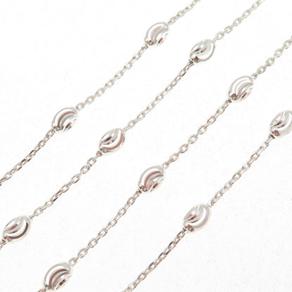 925 Sterling Silver Italy Diamond-Cut Beads Station Cable Chain Necklace 24"