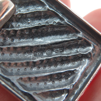 SIDNEY EVAN 925 Sterling Silver Vintage Modernist Ribbed Oxidized Pendant