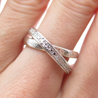 BGE BRADFORD Sterling Silver Real Diamond Interlocked Eternity Ring Size 6.75