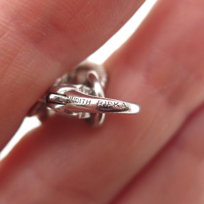 JUDITH RIPKA 925 Sterling Silver Real MOP & C Z Heart Charm Bracelet 7"