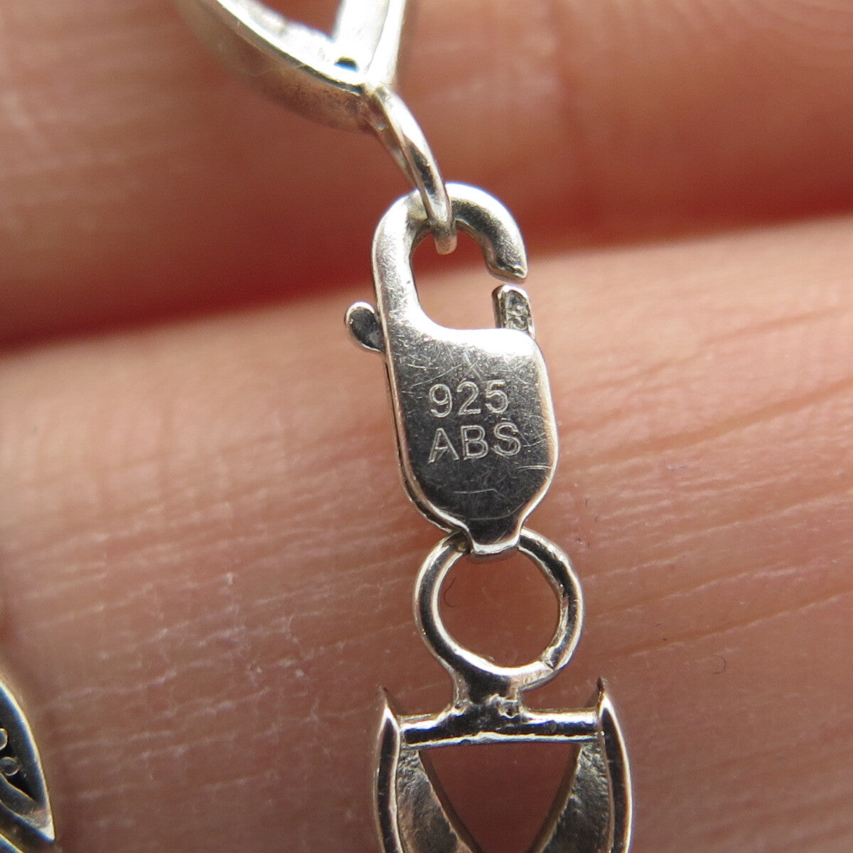 925 Sterling Silver Vintage Real Black Diamond Franco Link Bracelet 7"