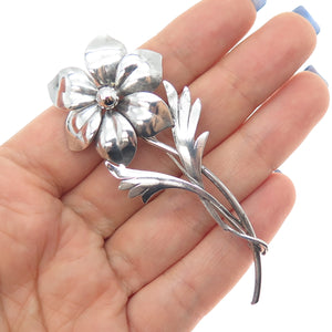 Harry S. Bick 925 Sterling Silver Antique Art Deco Flower Oxidized Pin Brooch
