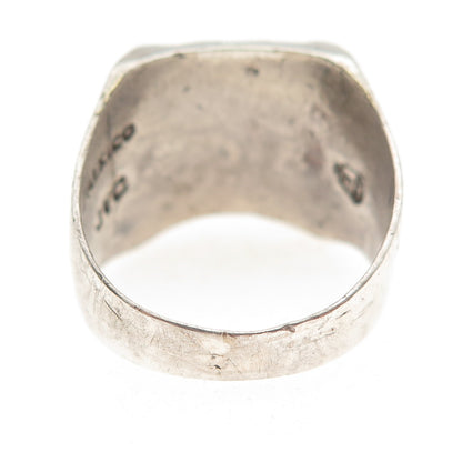 925 Sterling Silver Vintage Mexico Real Turquoise Inlay Oxidized Ring Size 10