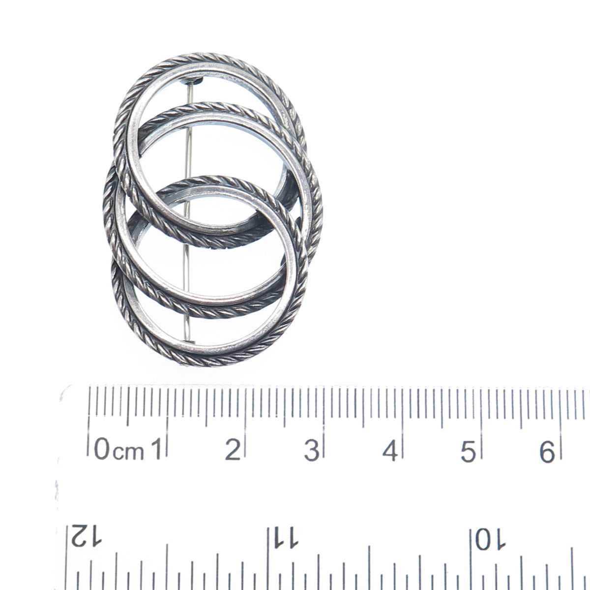 DANECRAFT FELCH & CO. 925 Sterling Silver Vintage Interlocked Circles Pin Brooch