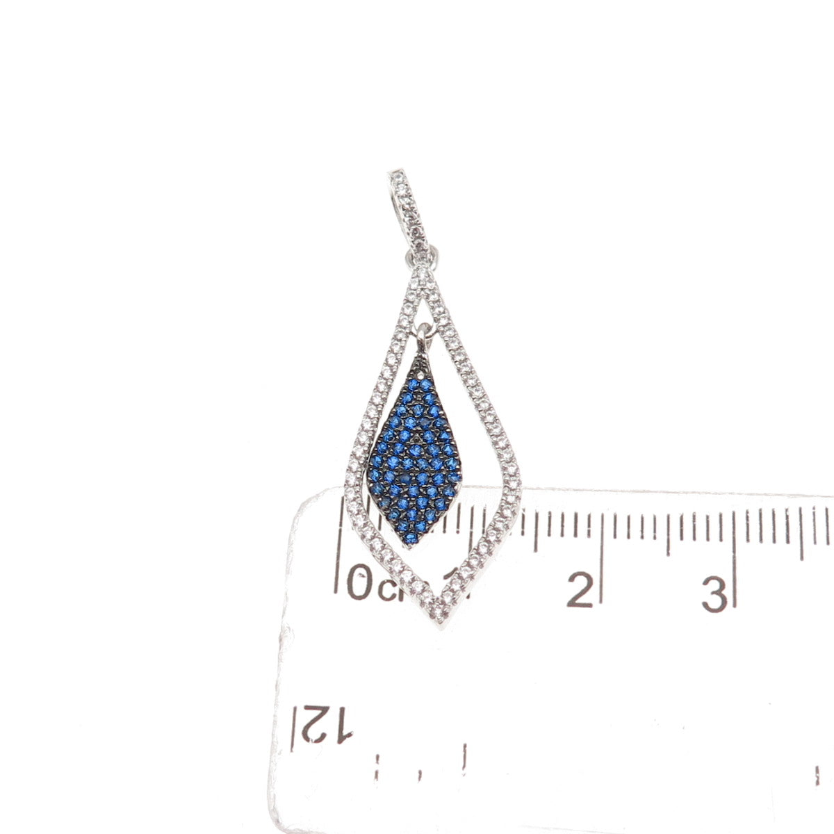 925 Sterling Silver Round-Cut Blue & White Petal Charm Pendant