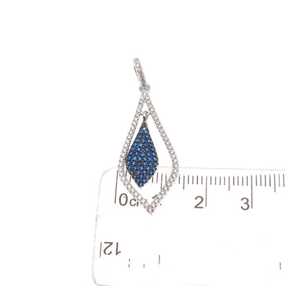 925 Sterling Silver Round-Cut Blue & White Petal Charm Pendant