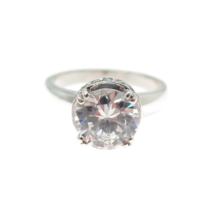 925 Sterling Silver Round-Cut C Z Engagement Ring Size 7