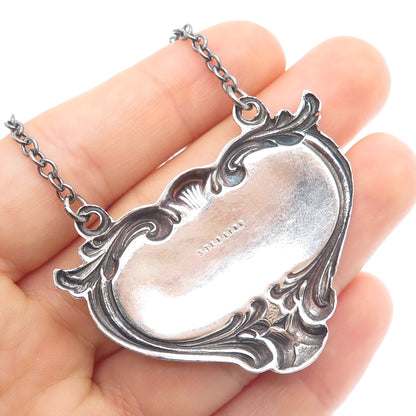 925 Sterling Silver Antique Art Deco Scotch Repousse Bottle Tag