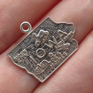 FRENCH & FRANKLIN 925 Sterling Silver Vintage Iowa State Minimalist Pendant