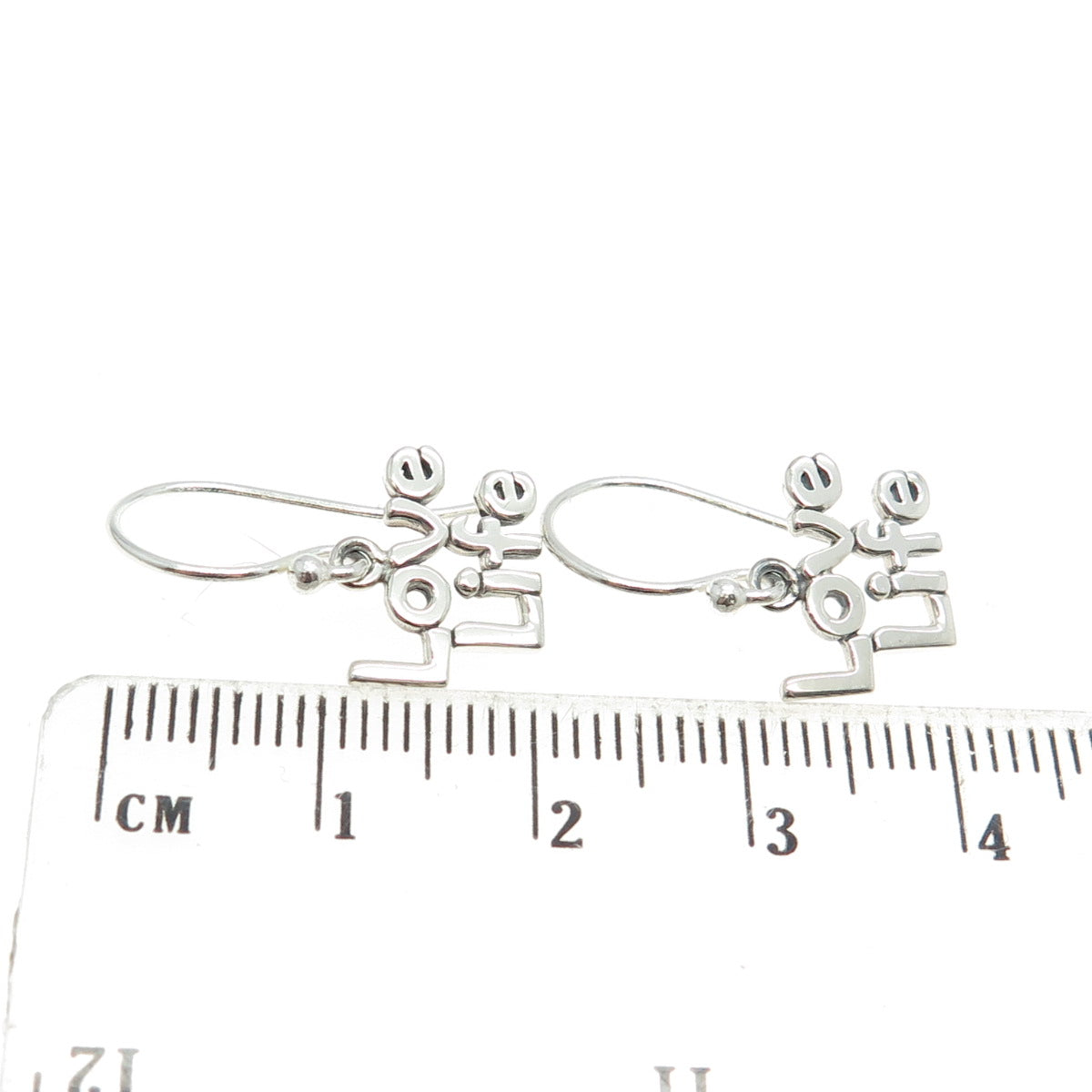 925 Sterling Silver "LOVE LIFE" Dangling Earrings