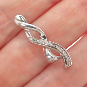 JANE SEYMOUR 925 Sterling Silver Real Round-Cut Diamond Twisted Pendant