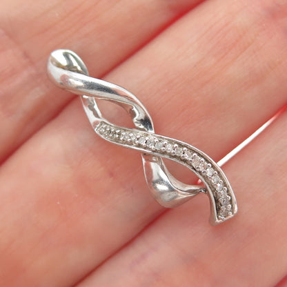 JANE SEYMOUR 925 Sterling Silver Real Round-Cut Diamond Twisted Pendant