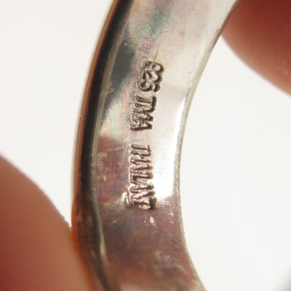 925 Sterling Silver Vintage TMA Water Pattern Rotating Band Ring Size 11