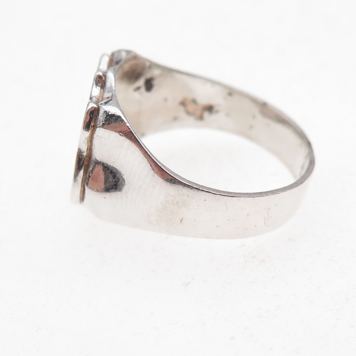 925 Sterling Silver Antique Art Deco Enamel Club Sport Emelec Ring Size 8