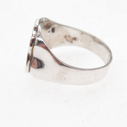 925 Sterling Silver Antique Art Deco Enamel Club Sport Emelec Ring Size 8