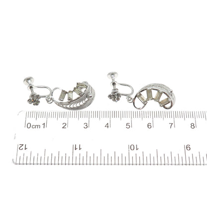 LORAN SIM CO. Sterling Antique Art Deco Rhinestone Filigree Screw Back Earrings