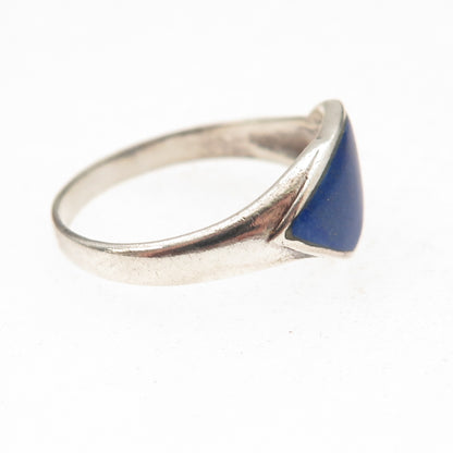 Ken Crafts 925 Sterling Silver Vintage Real Lapis Oxidized Ring Size 8