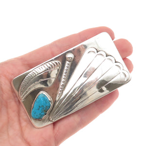 The Navajo Hogan Carl Luthey Old Pawn 925 Sterling Silver Turquoise Belt Buckle
