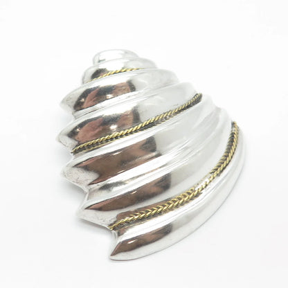 925 Sterling Silver 2-Tone Vintage Mexico Ribbed Pendant