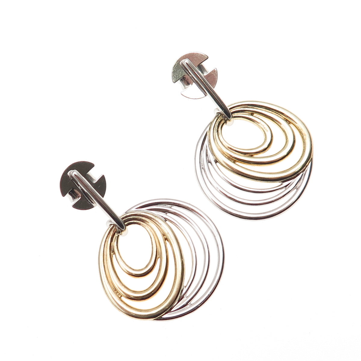 Breuning 925 Sterling Silver 2-Tone Interlocked Circle Dangle Earrings