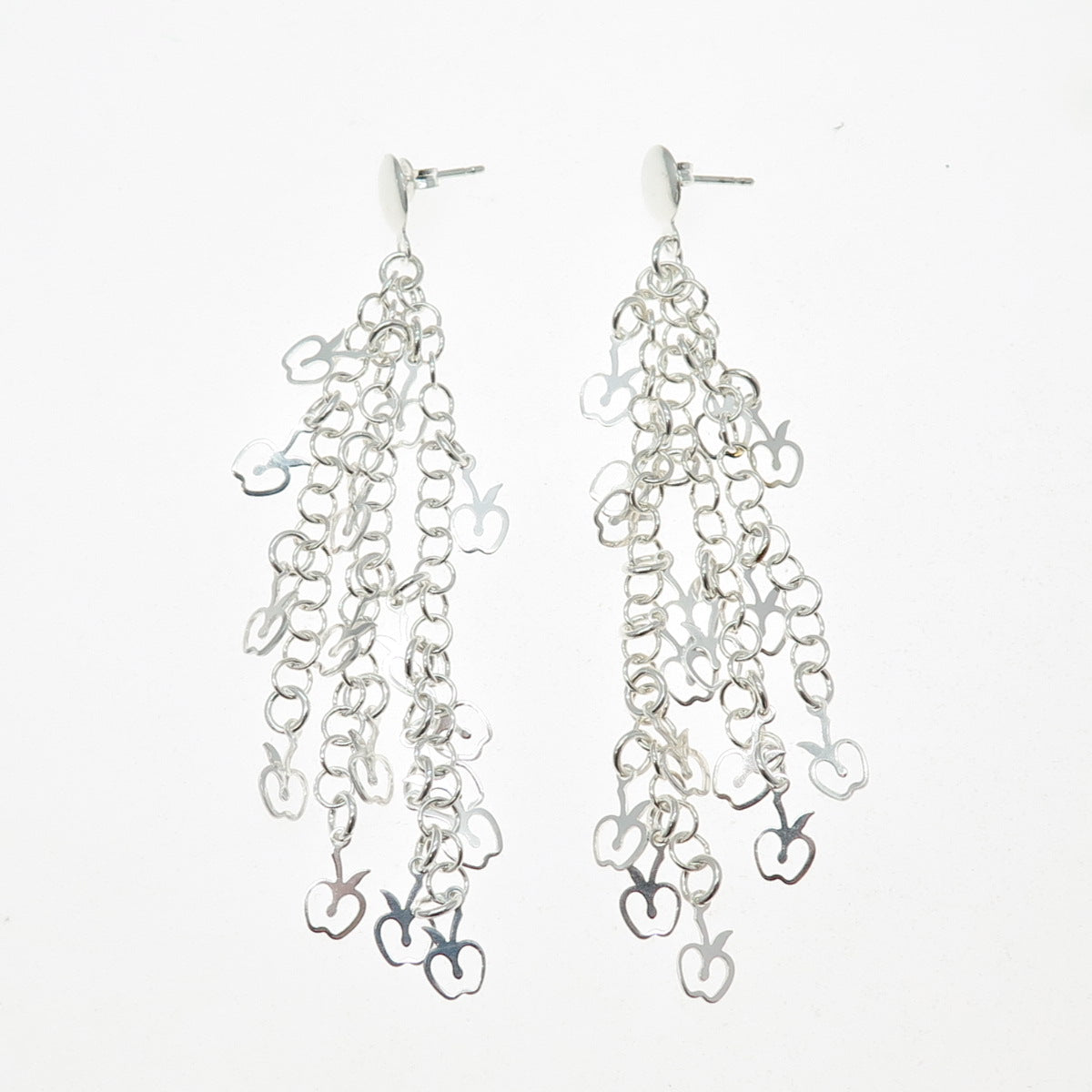 925 Sterling Silver Vintage Adam's Apple Tassel Dangle Earrings