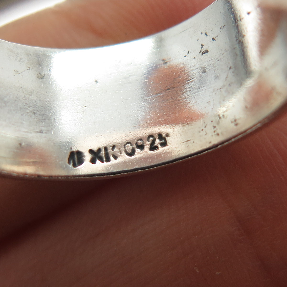 925 Sterling Silver Vintage Mexico Dolphin Rotating Band Oxidized Ring Size 10.5