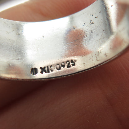 925 Sterling Silver Vintage Mexico Dolphin Rotating Band Oxidized Ring Size 10.5