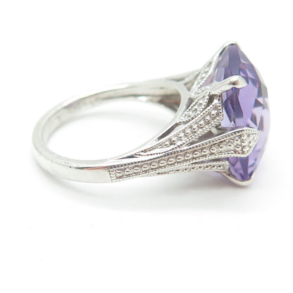 MICHELLE ALBALA 925 Sterling Silver Vintage Real Amethyst Gem Ring Size 7.25