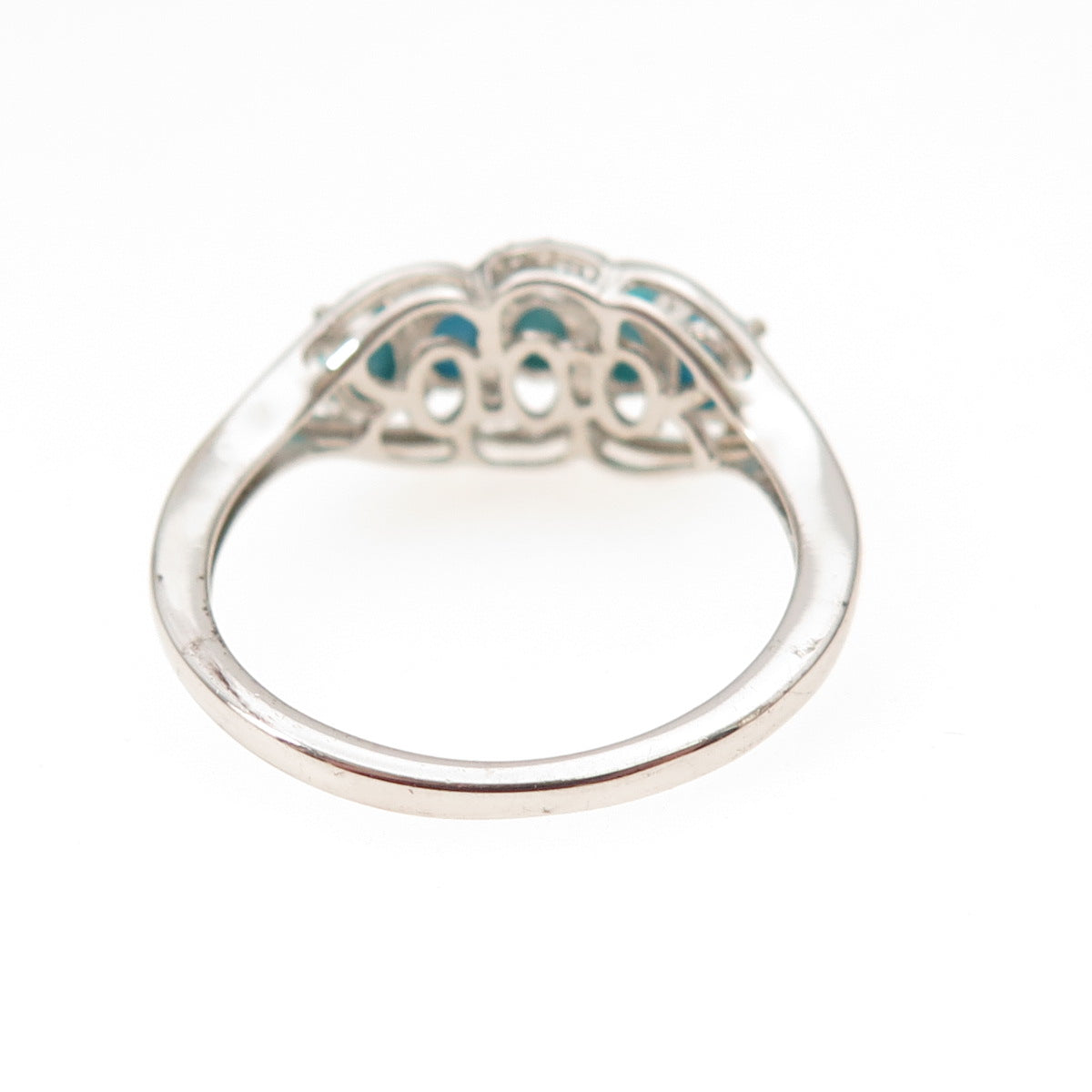 Chuck Clemency 925 Sterling Silver Real Turquoise & White Topaz Ring Size 8.25