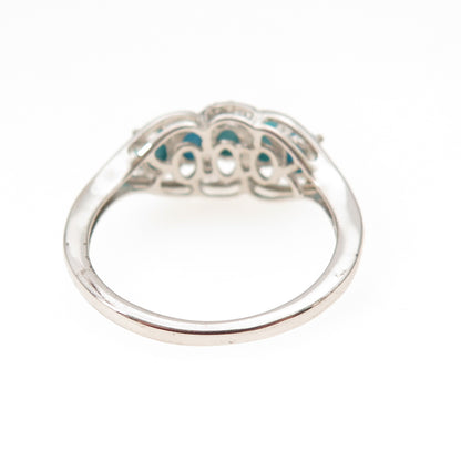 Chuck Clemency 925 Sterling Silver Real Turquoise & White Topaz Ring Size 8.25