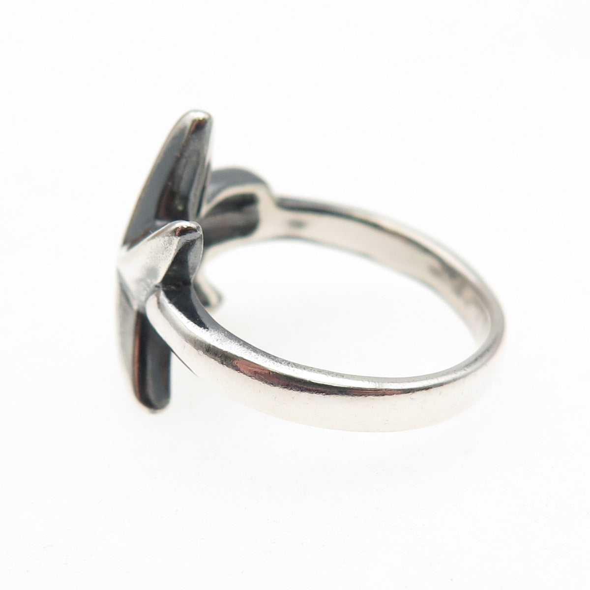 925 Sterling Silver Vintage Modernist Starfish Oxidized Ring Size 7