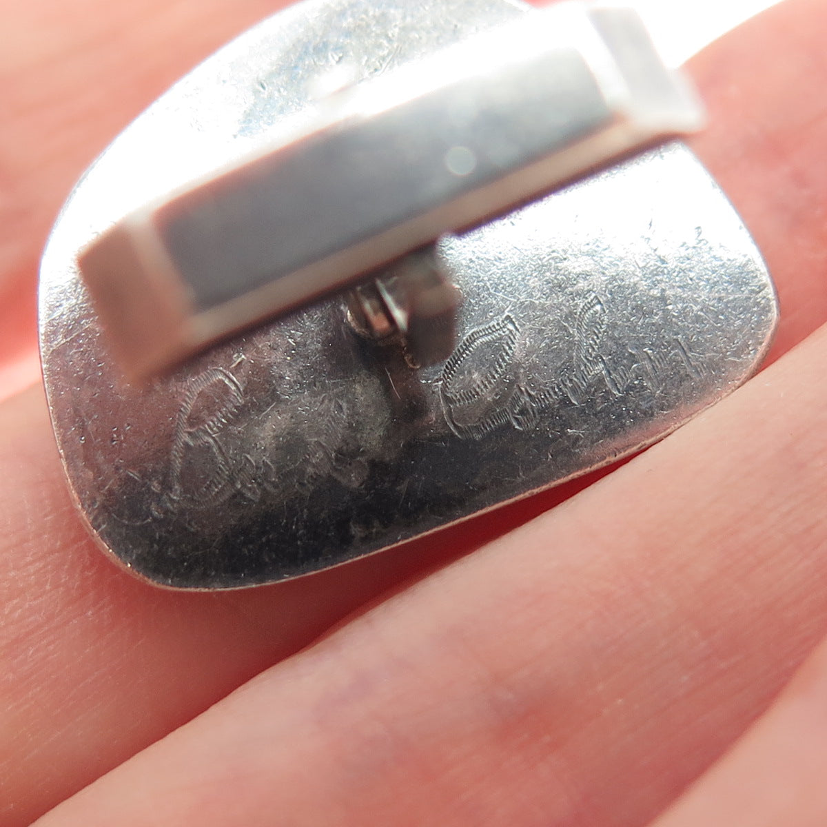 BUD COLIN 925 Sterling Silver Vintage Real Agate Modernist Oxidized Cufflinks