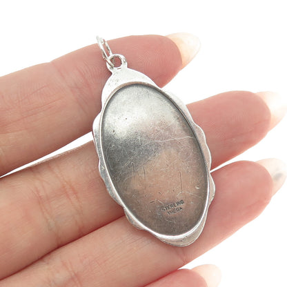 THEDA 925 Sterling Silver Antique Art Deco St. Christopher Religious Pendant