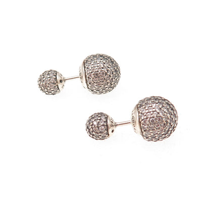 Pandora 925 Sterling Silver Round-Cut C Z Ball Stud Earrings