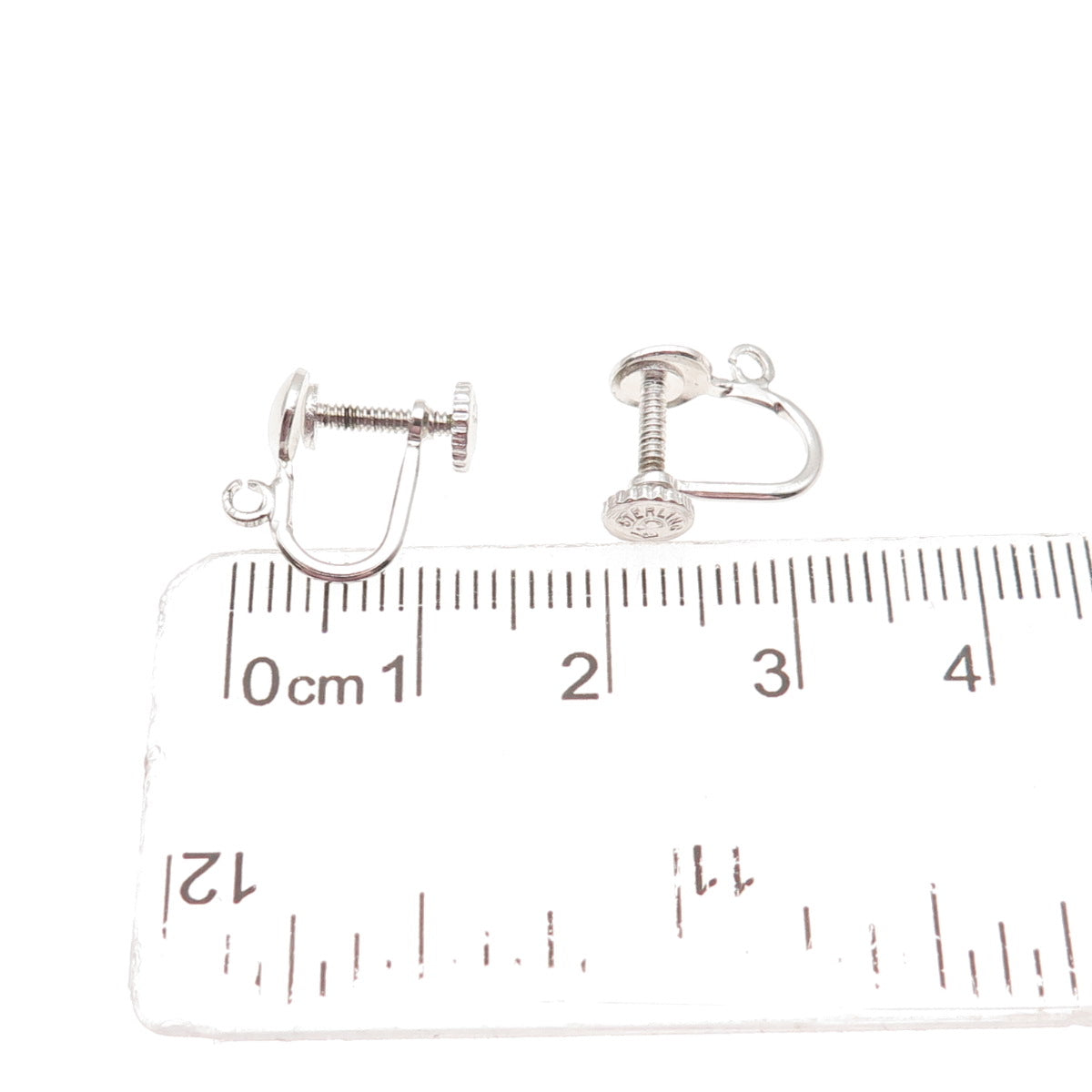 925 Sterling Silver Antique Art Deco Charm Holder Screw Back Earrings