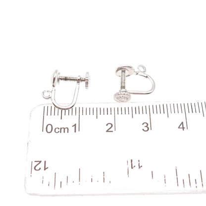 925 Sterling Silver Antique Art Deco Charm Holder Screw Back Earrings