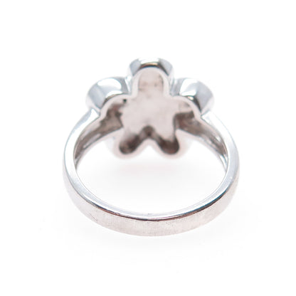 ROSS SIMONS 925 Sterling Silver Real Diamond Hope Flower Ring Size 7.75
