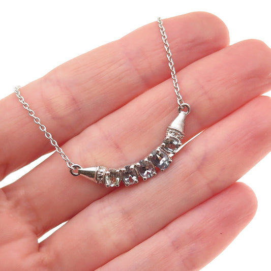Chuck Clemency 925 Sterling Silver Real Tanzanite Cable Chain Necklace 18"