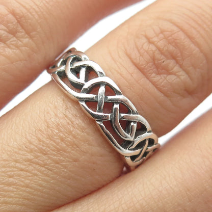 925 Sterling Silver Vintage Celtic Band Ring Size 6.75