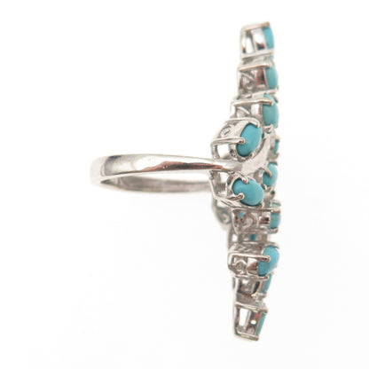 Chuck Clemency 925 Sterling Silver Real Turquoise Floral Bypass Ring Size 8