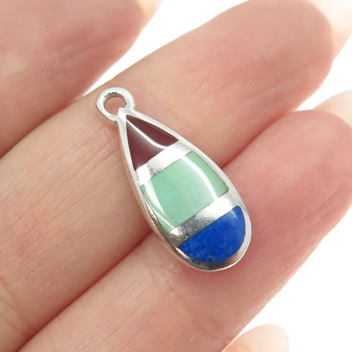 CMMA BMOS 925 Sterling Silver Vintage Lapis Lazuli Carnelian Turquoise Pendant