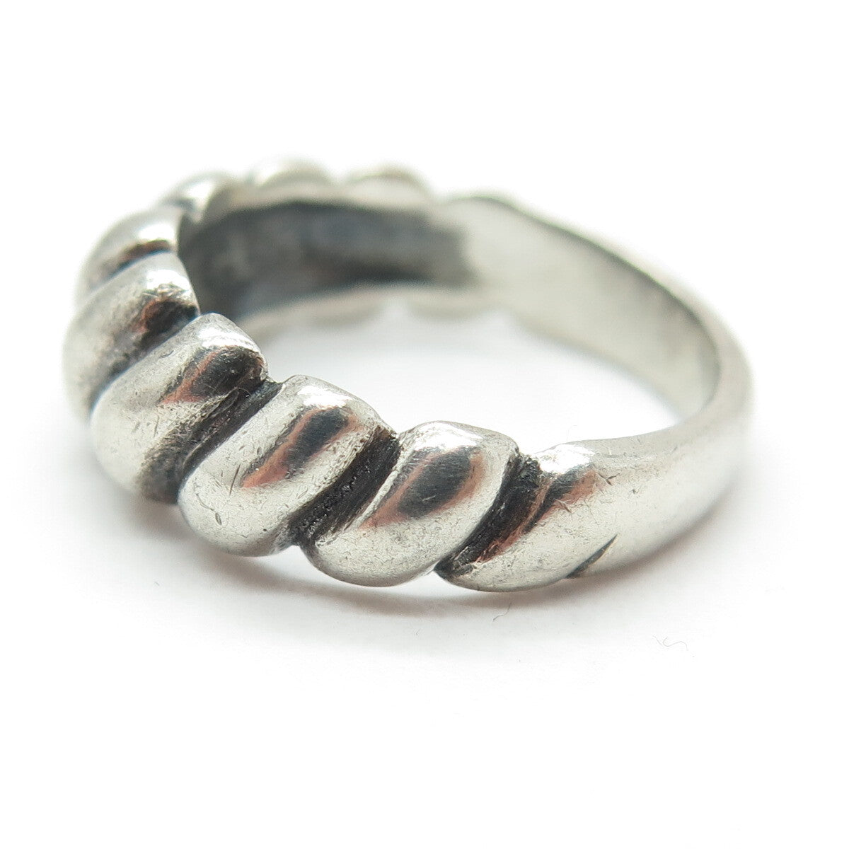 JAMES AVERY 925 Sterling Silver Vintage Ribbed Oxidized Ring Size 7.75